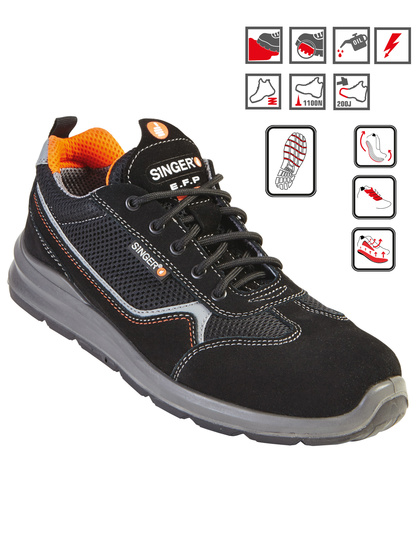 S1P SRC. CHAUSSES BASSES CUIR CROÛTE VELOURS