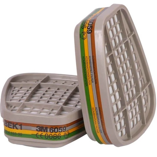 [6059] 6059 - Filtre anti-gaz et vapeur ABEK1a (paire) - 3M