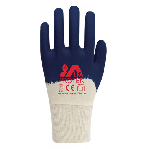 [AP-NB-706-E] AP-NB-706-E - Gant coton Enduction palmaire en nitrile 3/4 -AlphaProtec